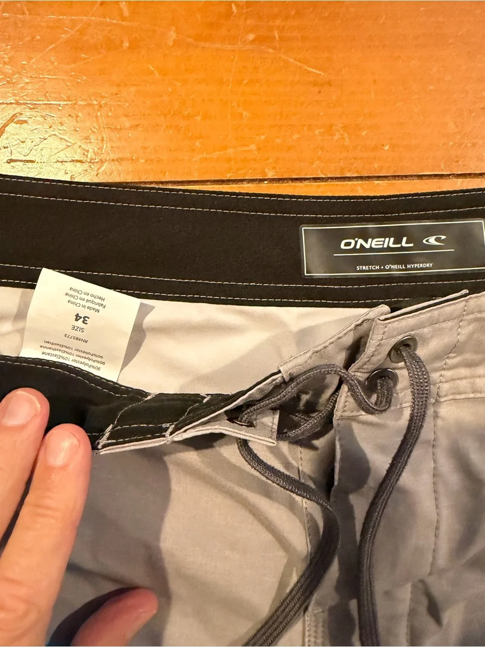 O'Neill Men's Gray Board Shorts with Aqua and Mint Chevron Stripes